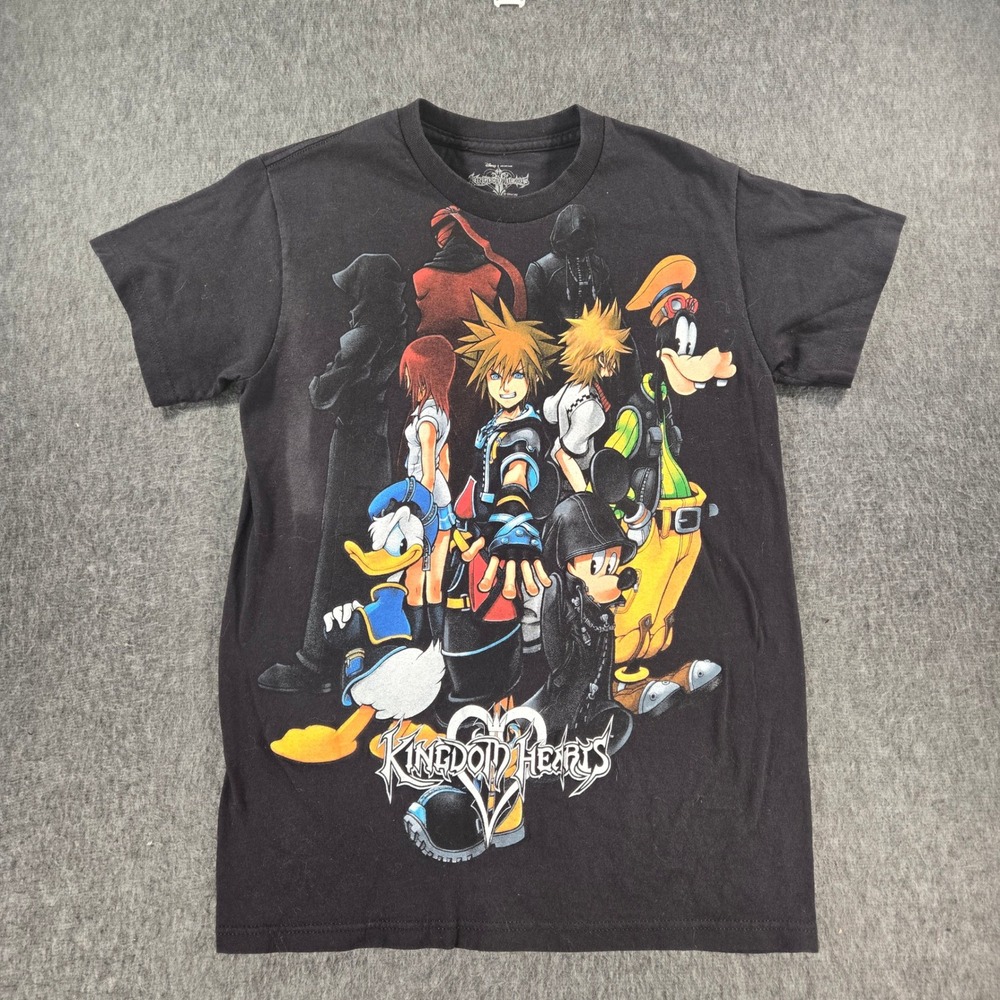 Kingdom Hearts Disney Mad Engine T-Shirt Mens Small Black Sora Donald Mickey